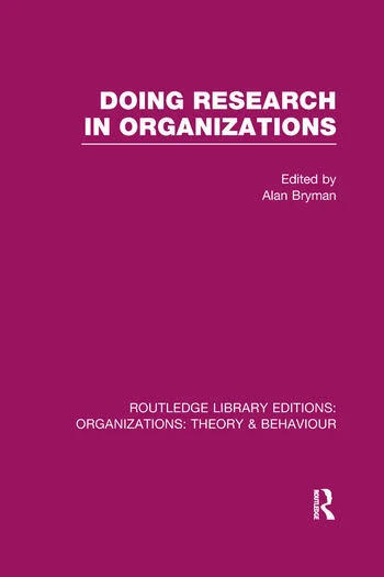 Doing Research in Organisations 封面