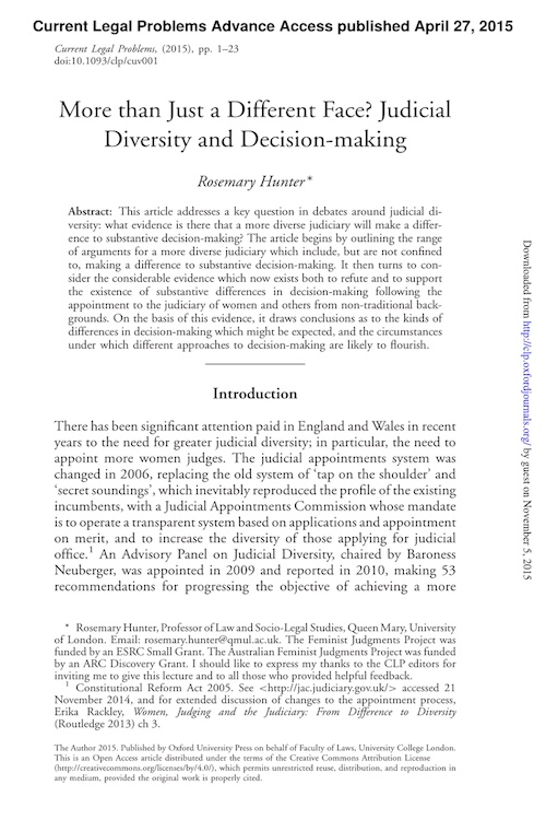 More than Just a Different Face? Judicial Diversity and Decision-making 封面